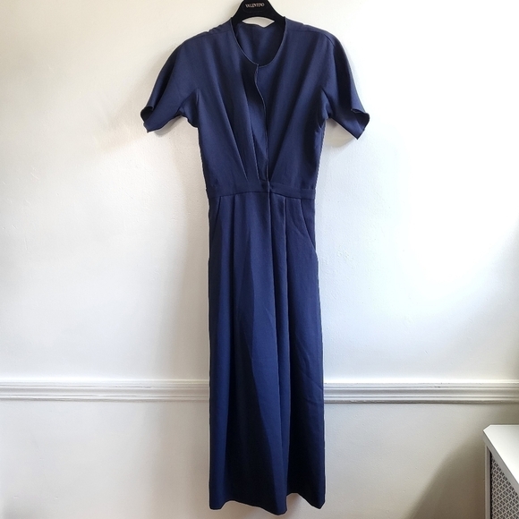 New Rachel Comey Ardent Split Neck Wide Leg Pebble Midnight Jumpsuit NWT Size 0 - Picture 13 of 17